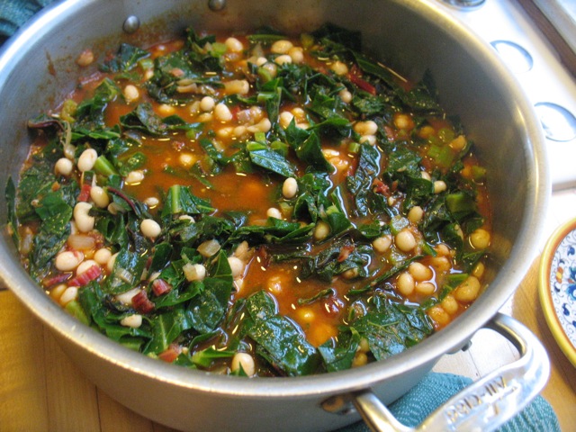 Tomato-Braised Collards with Beans